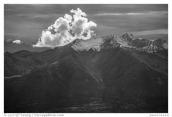 Cloud and Fireweed Mountain. Wrangell-St Elias National Park (black and white)