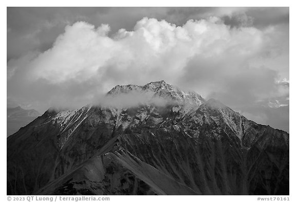 Cloud and Porphyry Mountain. Wrangell-St Elias National Park (black and white)