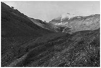 Bonanza Mining Camp and Bonanza Peak. Wrangell-St Elias National Park ( black and white)