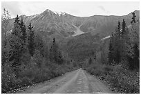 Road to Kennecott. Wrangell-St Elias National Park ( black and white)