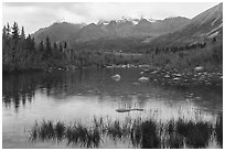 Pond, Kennicott, and Bonanza Ridge. Wrangell-St Elias National Park ( black and white)