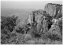 Cliffs and desert from top of South Rim. Big Bend National Park ( black and white)