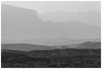 Ridges of Sierra Del Carmen mountains, morning. Big Bend National Park ( black and white)
