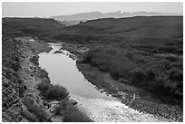 Rio Grande River and hot springs. Big Bend National Park ( black and white)