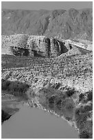 Rio Grande River and Sierra de San Vicente. Big Bend National Park ( black and white)