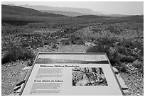 Interpretive sign, Sierra Del Carmen. Big Bend National Park ( black and white)