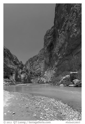 Rio Grande River, Boquillas Canyon. Big Bend National Park (black and white)