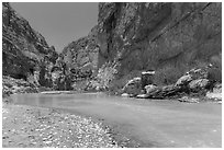 Boquillas Canyon of the Rio Grande River. Big Bend National Park ( black and white)