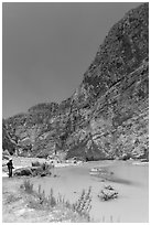 Man standing in Boquillas Canyon. Big Bend National Park, Texas, USA. (black and white)