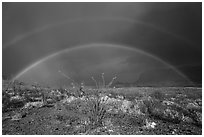 Double rainbow over Chihuahuan desert. Big Bend National Park ( black and white)