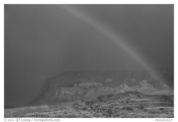 Rainbow over Chisos Mountains. Big Bend National Park (black and white)