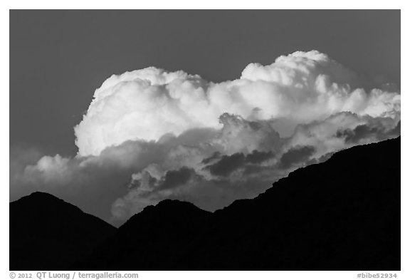 Bright clouds at sunset. Big Bend National Park (black and white)