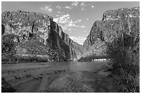 Terlingua Creek mud flats and Santa Elena Canyon. Big Bend National Park ( black and white)