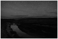 Rio Grande River at night. Big Bend National Park ( black and white)