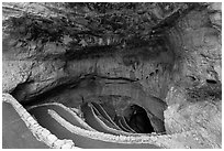 Natural entrance walkway. Carlsbad Caverns National Park, New Mexico, USA. (black and white)