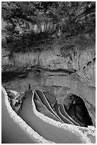 Cave natural entrance. Carlsbad Caverns National Park, New Mexico, USA. (black and white)