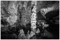 Devils Spring underground pool. Carlsbad Caverns National Park ( black and white)