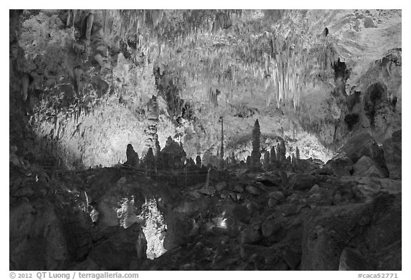 Fairyland, Big Room. Carlsbad Caverns National Park (black and white)
