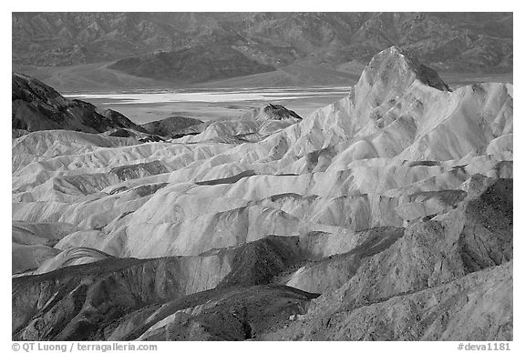 Zabriskie point, dawn. Death Valley National Park (black and white)