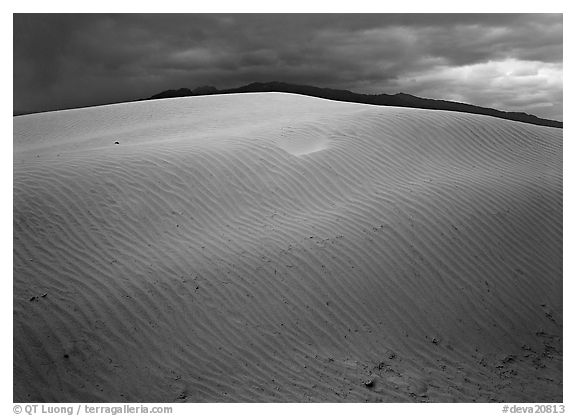Dunes under rare stormy sky. Death Valley National Park (black and white)