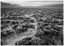 Lumpy salts of Devils Golf Course. Death Valley National Park ( black and white)