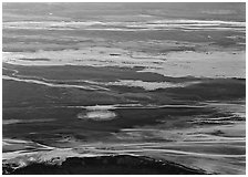 Badwater saltpan seen from above. Death Valley National Park, California, USA. (black and white)