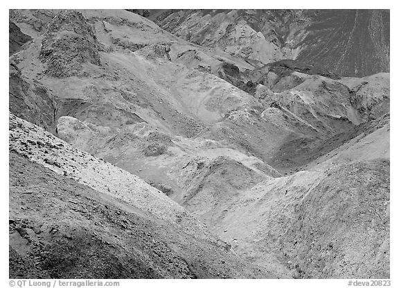 Colorful mineral deposits at Artist's Palette. Death Valley National Park (black and white)