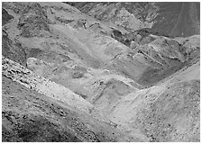 Colorful mineral deposits at Artist's Palette. Death Valley National Park ( black and white)