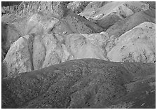 Multicolored mineral deposits, Artist Palette. Death Valley National Park ( black and white)