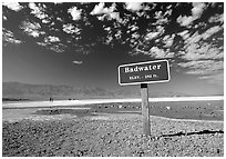 Badwater, lowest point in the US. Death Valley National Park ( black and white)