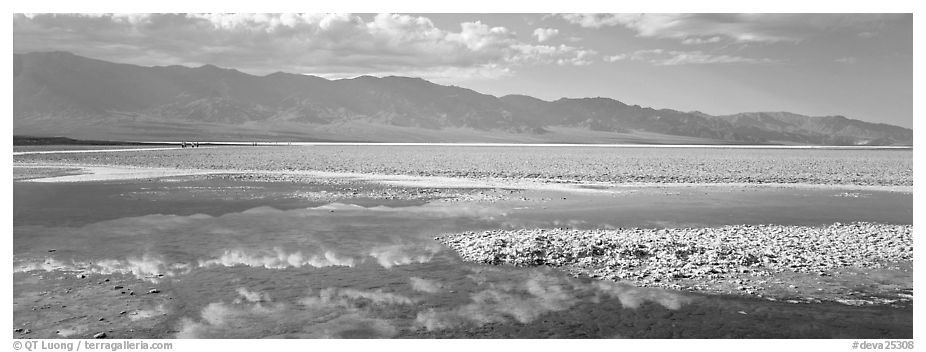 Reflections in shallow pond, Badwater. Death Valley National Park (black and white)