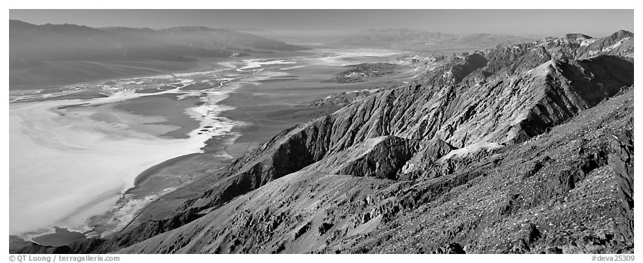Saltpan and Death Valley from Dante's View. Death Valley National Park (black and white)