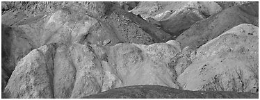 Multicolored minerals, artist's palette. Death Valley National Park (Panoramic black and white)