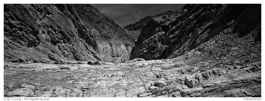Dry desert wash, Mosaic Canyon. Death Valley National Park (black and white)