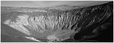 Volcanic Ubehebe crater. Death Valley National Park (Panoramic black and white)