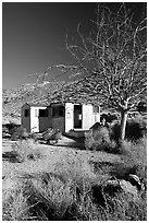 Cabin of Pete Aguereberry's mining camp in the Panamint Mountains, afternoon. Death Valley National Park ( black and white)