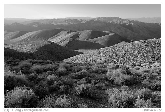 Tucki Mountains from Aguereberry point, late afternoon. Death Valley National Park (black and white)