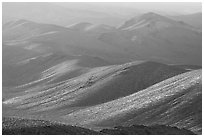 Tucki Mountains in haze of late afternoon. Death Valley National Park ( black and white)