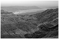 Canyon and Death Valley from Aguereberry point, sunset. Death Valley National Park ( black and white)