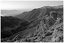 Canyon and Death Valley from Aguereberry point, sunrise. Death Valley National Park ( black and white)
