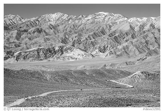 Mountains above Emigrant Pass. Death Valley National Park (black and white)