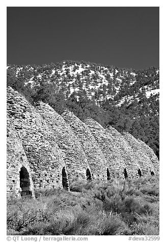 Wildrose charcoal kilns, in operation from 1877 to 1878. Death Valley National Park (black and white)
