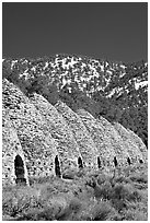 Wildrose charcoal kilns, in operation from 1877 to 1878. Death Valley National Park, California, USA. (black and white)