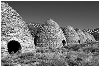 Wildrose charcoal kilns, considered to be the best surviving examples found in the western states. Death Valley National Park, California, USA. (black and white)