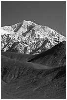 Telescope peak rising above sage-covered hills. Death Valley National Park, California, USA. (black and white)