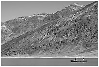 Canoe and Black Mountains. Death Valley National Park, California, USA. (black and white)