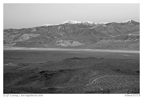 Panamint Valley and Panamint Range, dusk. Death Valley National Park (black and white)