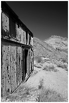 Shack in Leadfield ghost town. Death Valley National Park, California, USA. (black and white)
