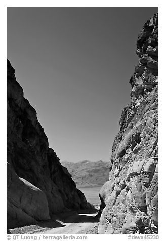 Mouth of Titus Canyon and valley. Death Valley National Park (black and white)