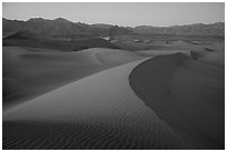 Dusk over the Mesquite Sand dunes. Death Valley National Park ( black and white)